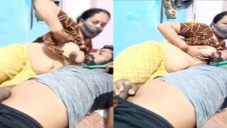Mature devar village aunty feeding boobs young